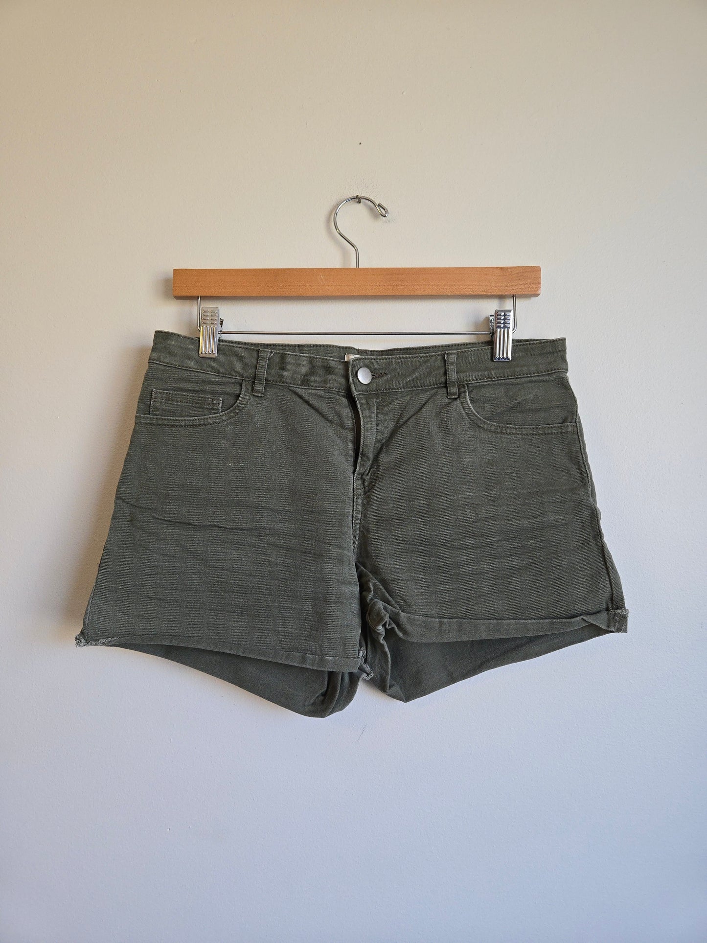 H&M Olive Denim Shorts - Size 8