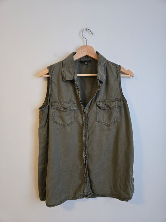 Buffalo David Bitton - Olive Denim Sleeveless Top - Size Small