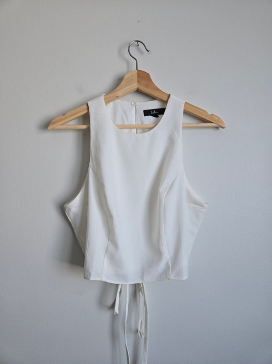 Lulus Open-Back Tie-Up Blouse - Size Large