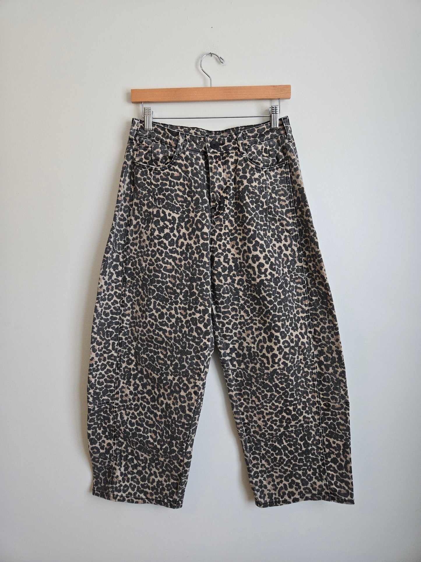 Miou Muse Leopard Barrel Jean - Size Small