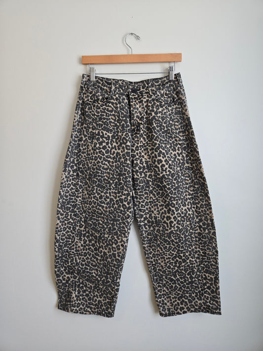 Miou Muse Leopard Barrel Jean - Size Small