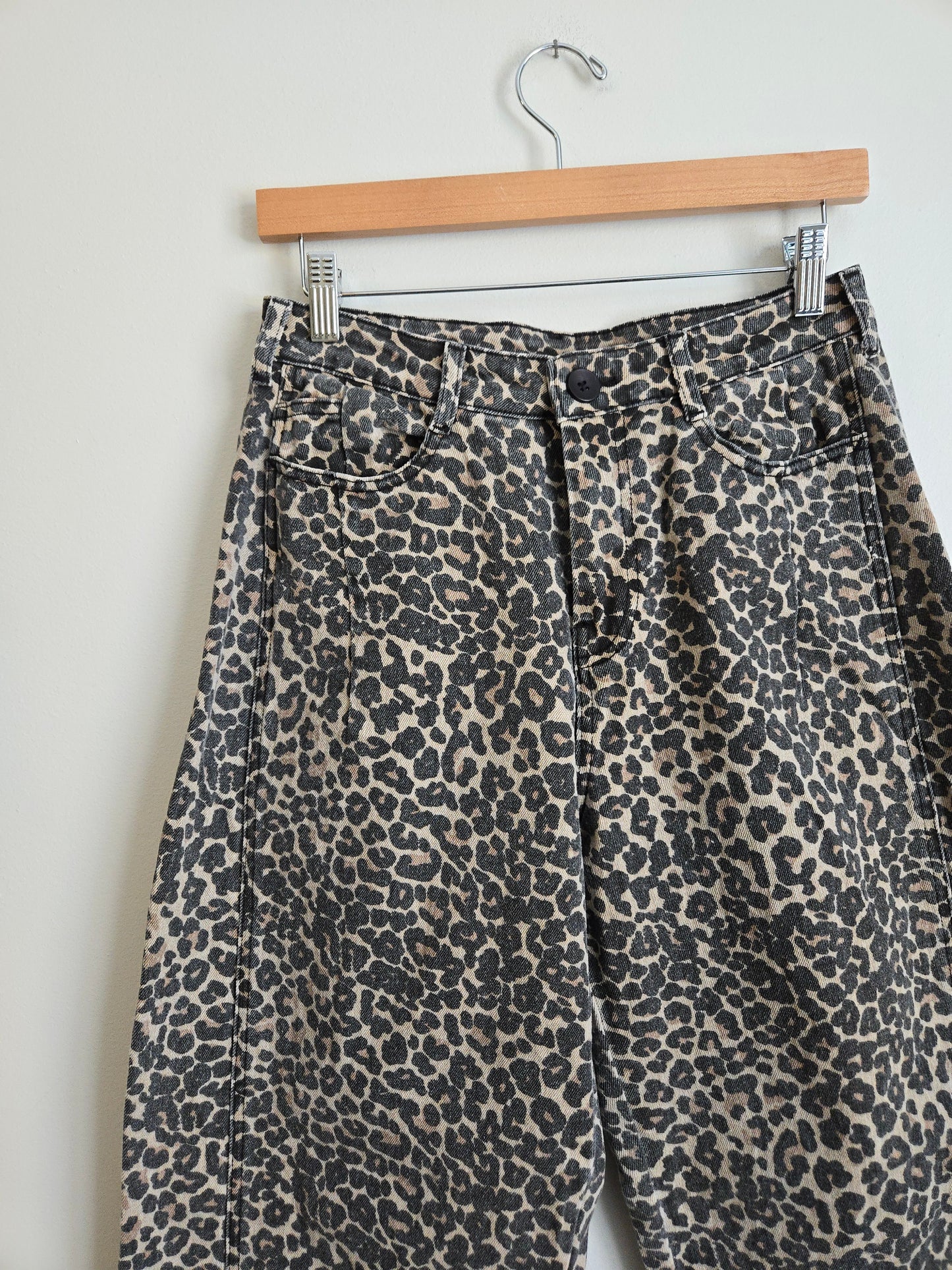 Miou Muse Leopard Barrel Jean - Size Small