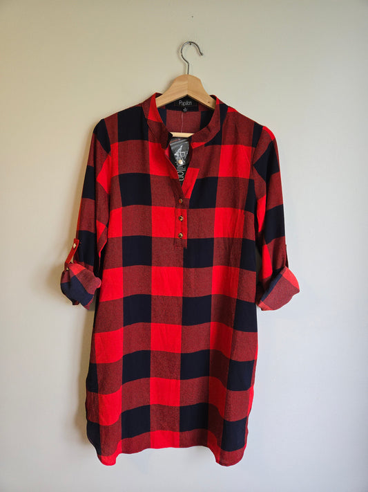 NWT Papillon Crepe Check Shirt Dress - Size Small