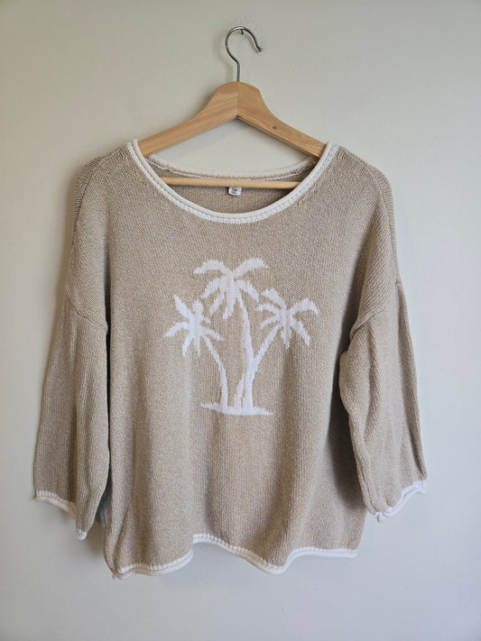 Tribal Jeans Palm Tree Knit Crew - Size Large
