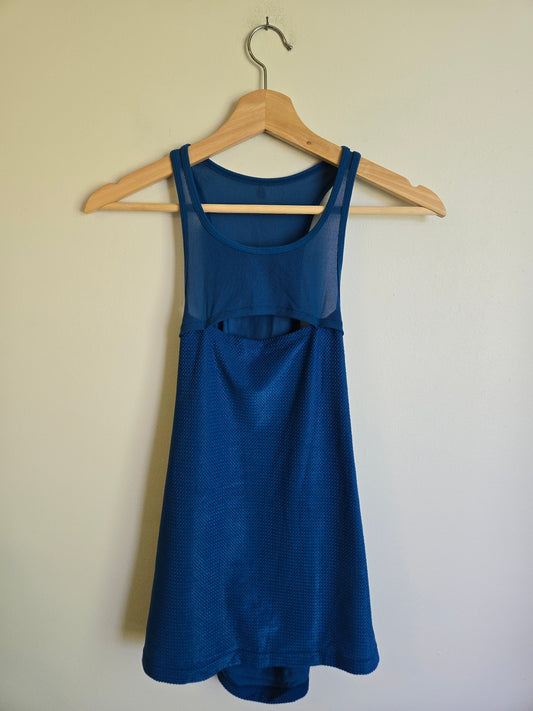 Lorna Jane Blue Mesh Tank - Size Small