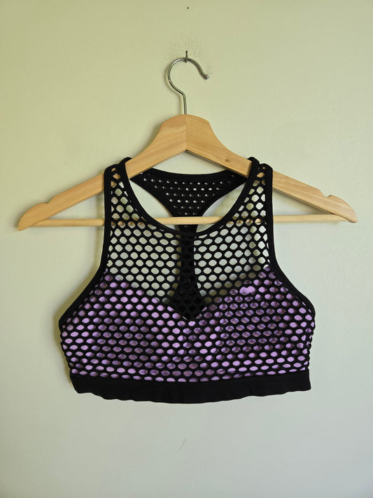 Lorna Jane Black Mesh Bra - Size Medium
